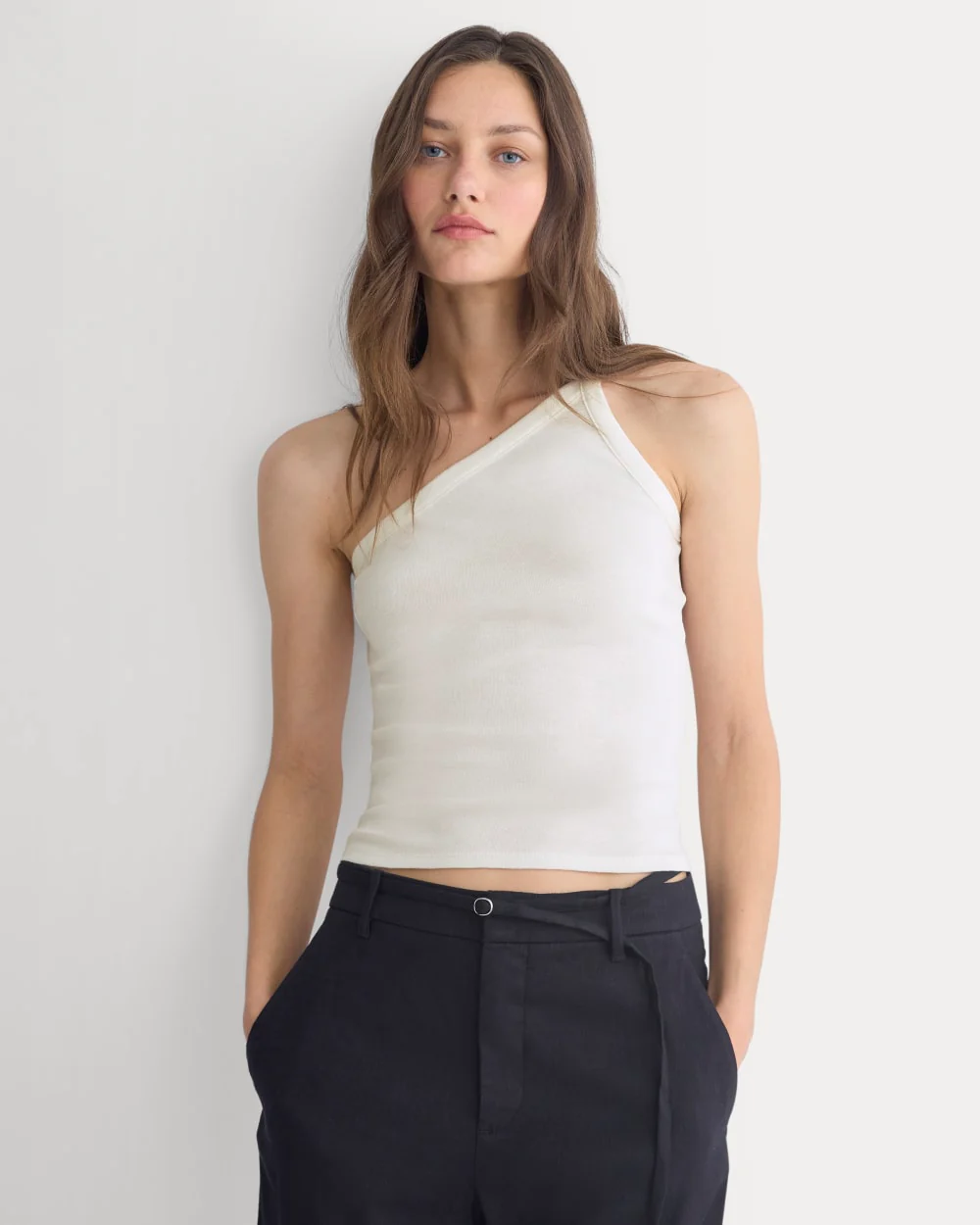 RetroSoft Cotton One-Shoulder Tank